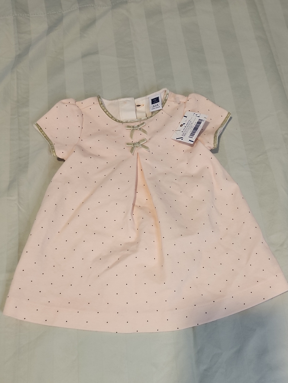 Janie and Jack Light Pink Dot-Print Dress with Gold Trim